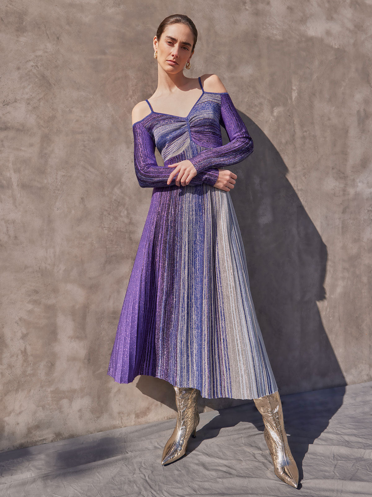 Misook Lurex Knit Maxi Dress - Starry Night Blue Misook Lurex Knit Maxi Dress - Starry Night Blue