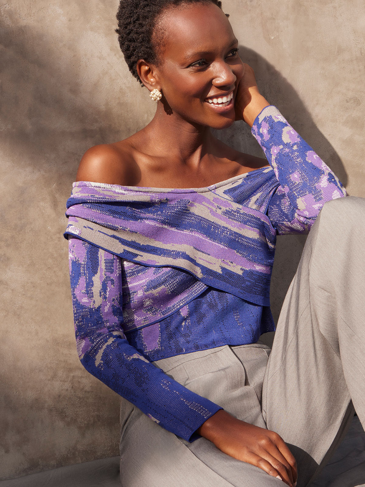 Sleeve cross knit tops