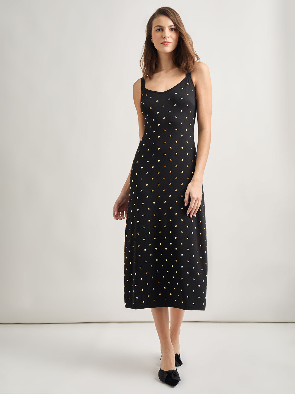 Misook Studded Tank Midi Dress - Black Misook Studded Tank Midi Dress - Black