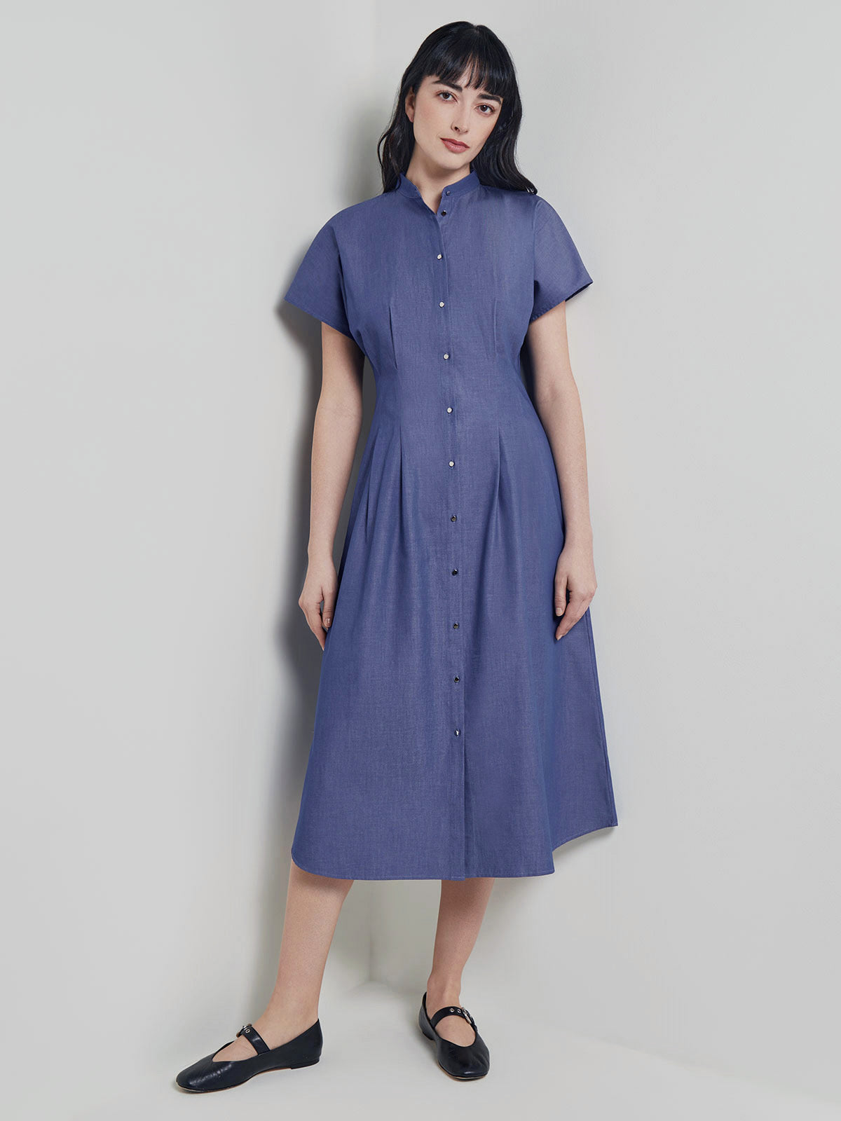 Fit & Flare Button Front Maxi Dress