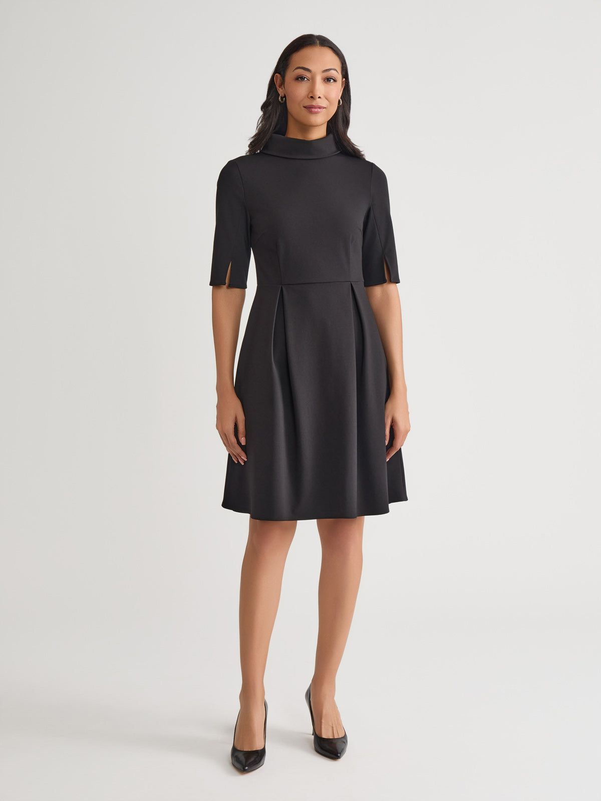 Misook Pleated Stretch Ponte Dress - Black Misook Pleated Stretch Ponte Dress - Black