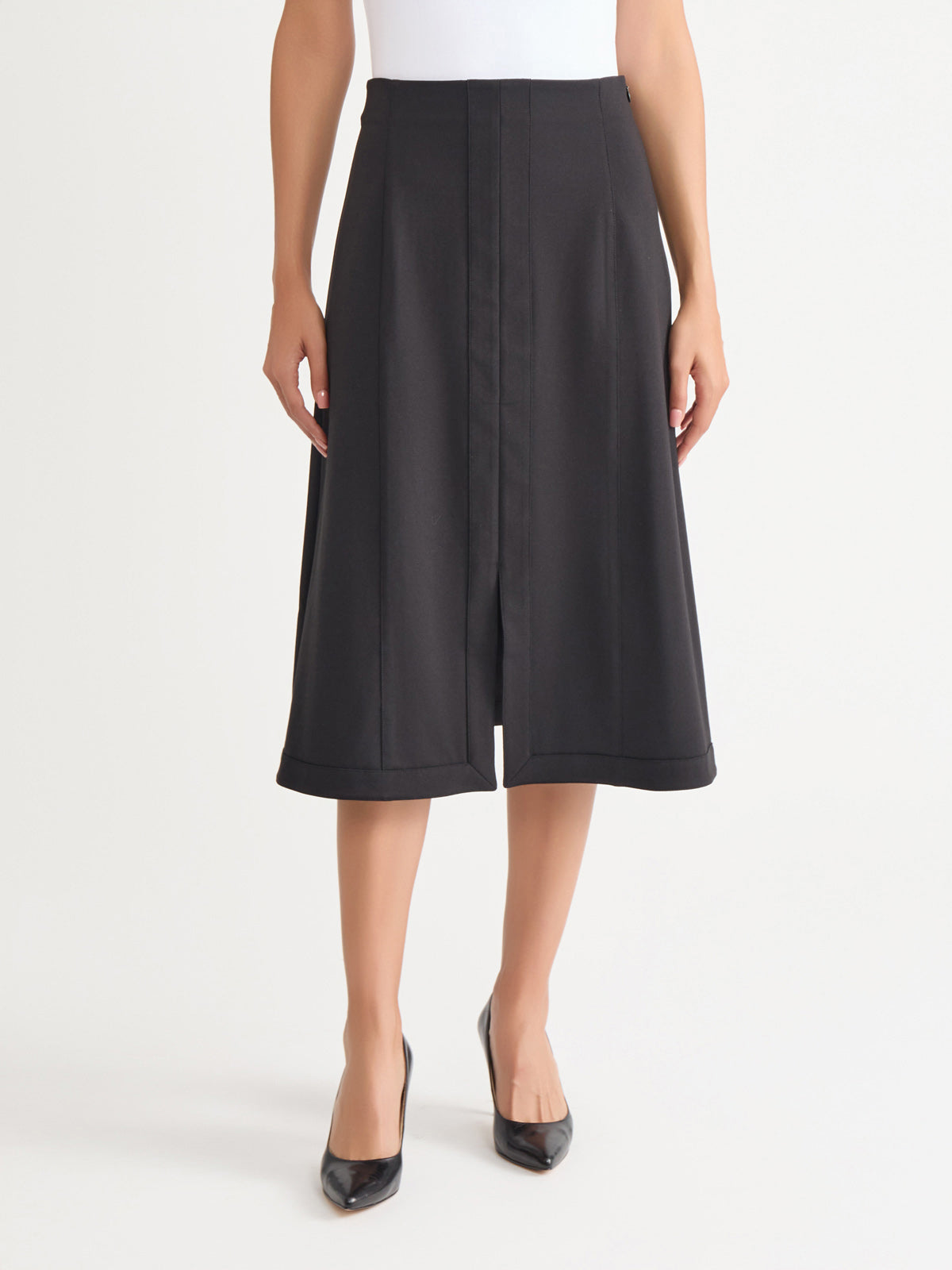 Textured A-Line Midi Skirt