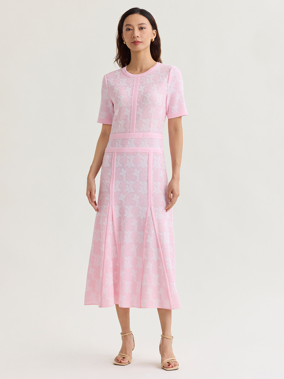 intarsia knit dress Short Sleeve Logo Intarsia Sweater Dress | Bodycon