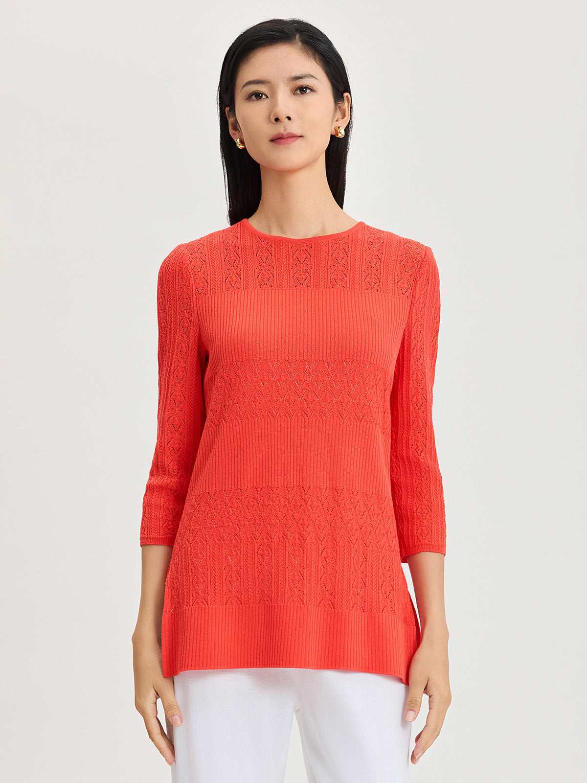 Classic Lined Pointelle Soft Knit Tunic Classic Lined Pointelle Soft Knit Tunic