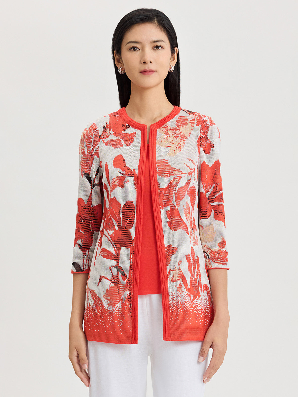 Heritage Floral Jacquard Flat Knit Jacket