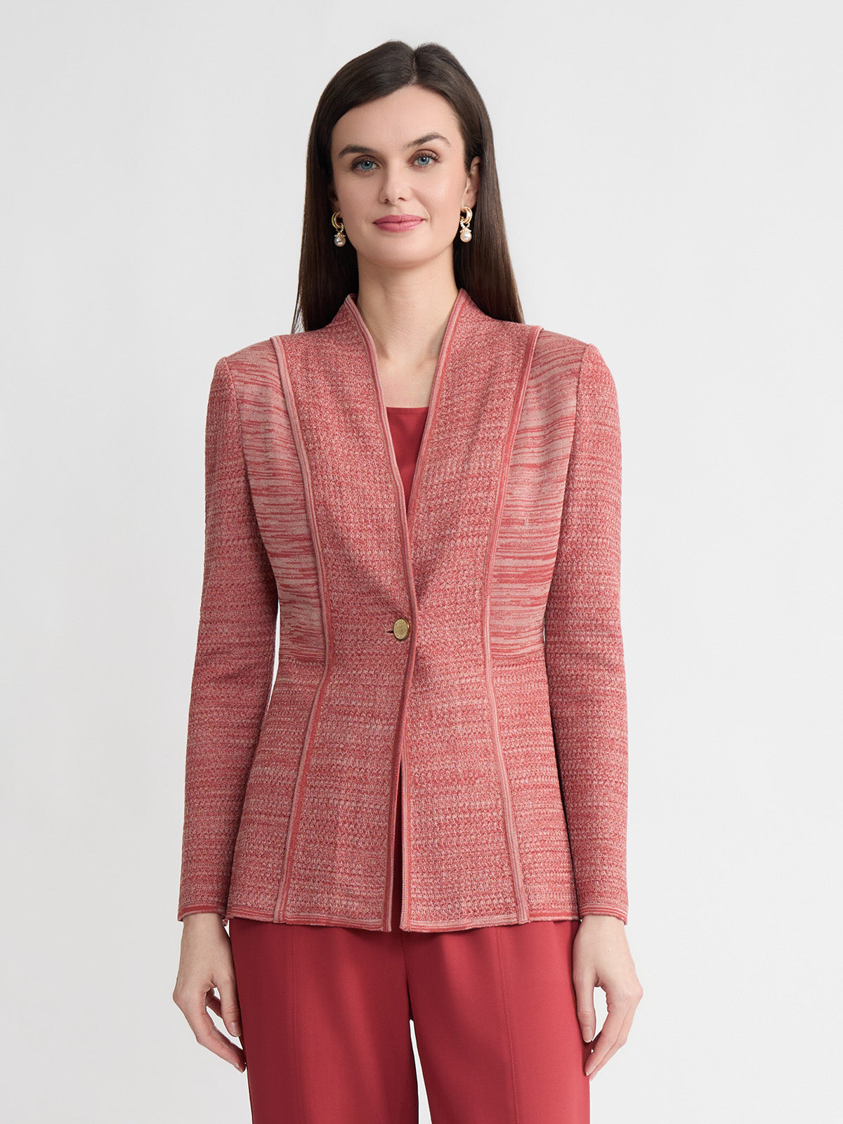 Tailored Melange Princess Seam Knit Jacket