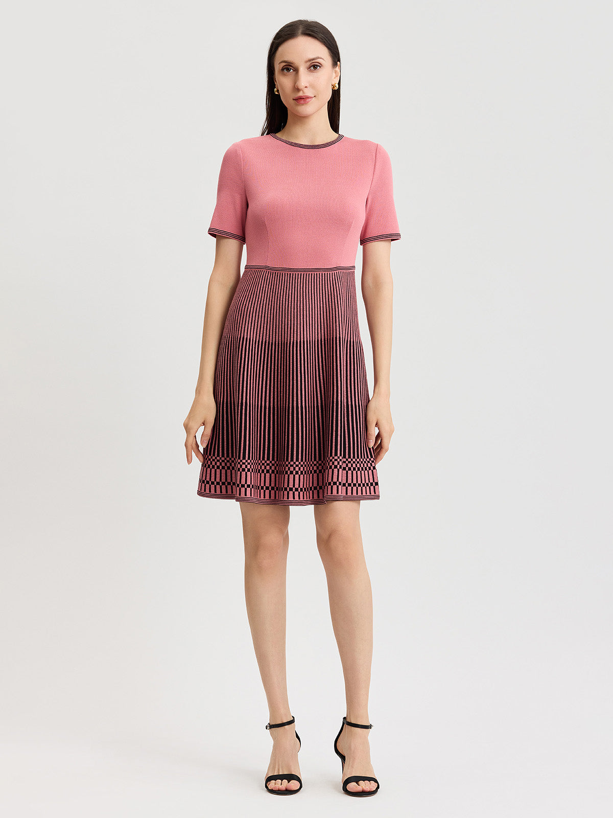 knit dress flare White Ribbed Knit Flare Sleeve Sweater Dress