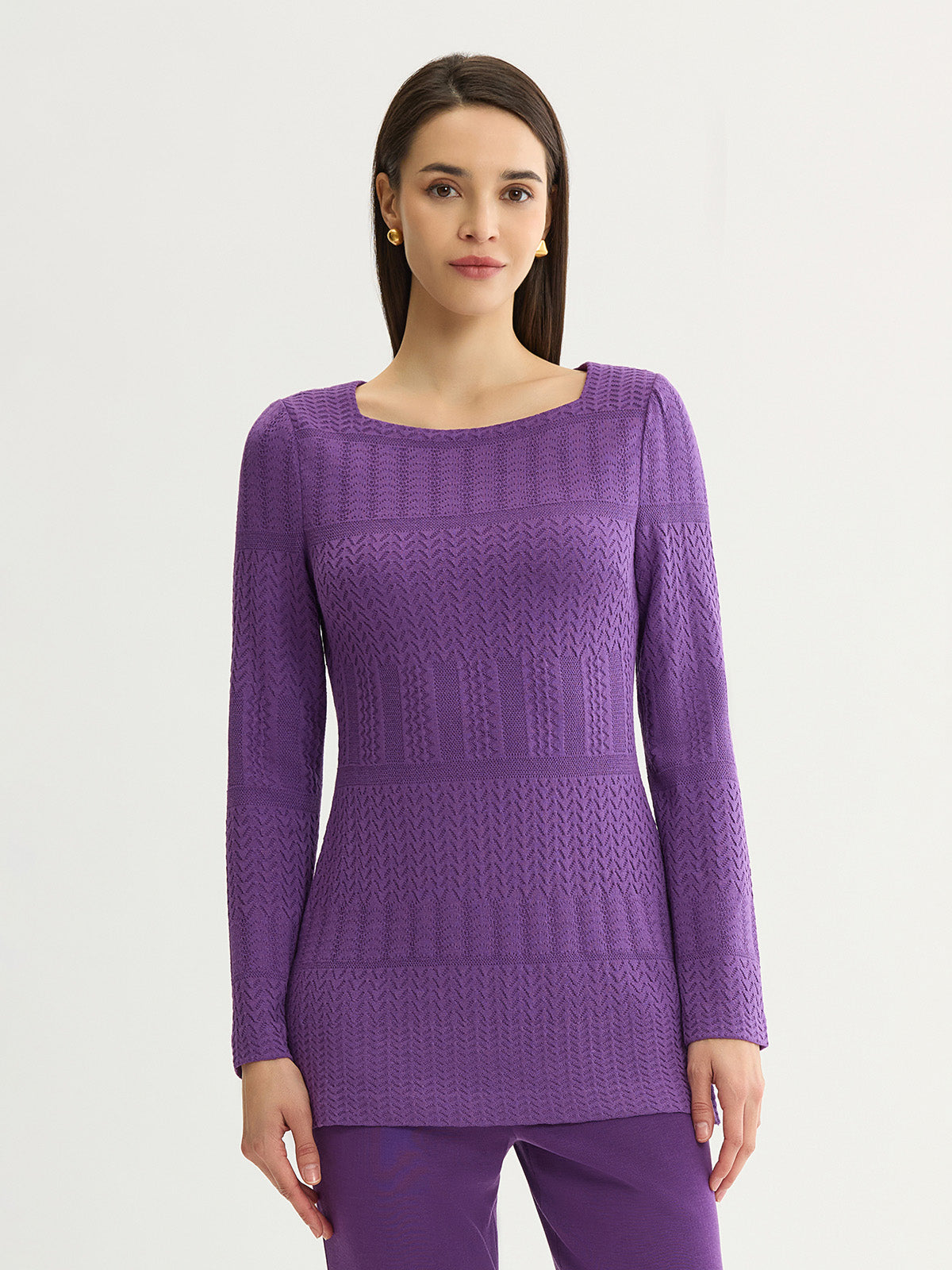 Tonal Multi-Stitch Soft Knit Tunic