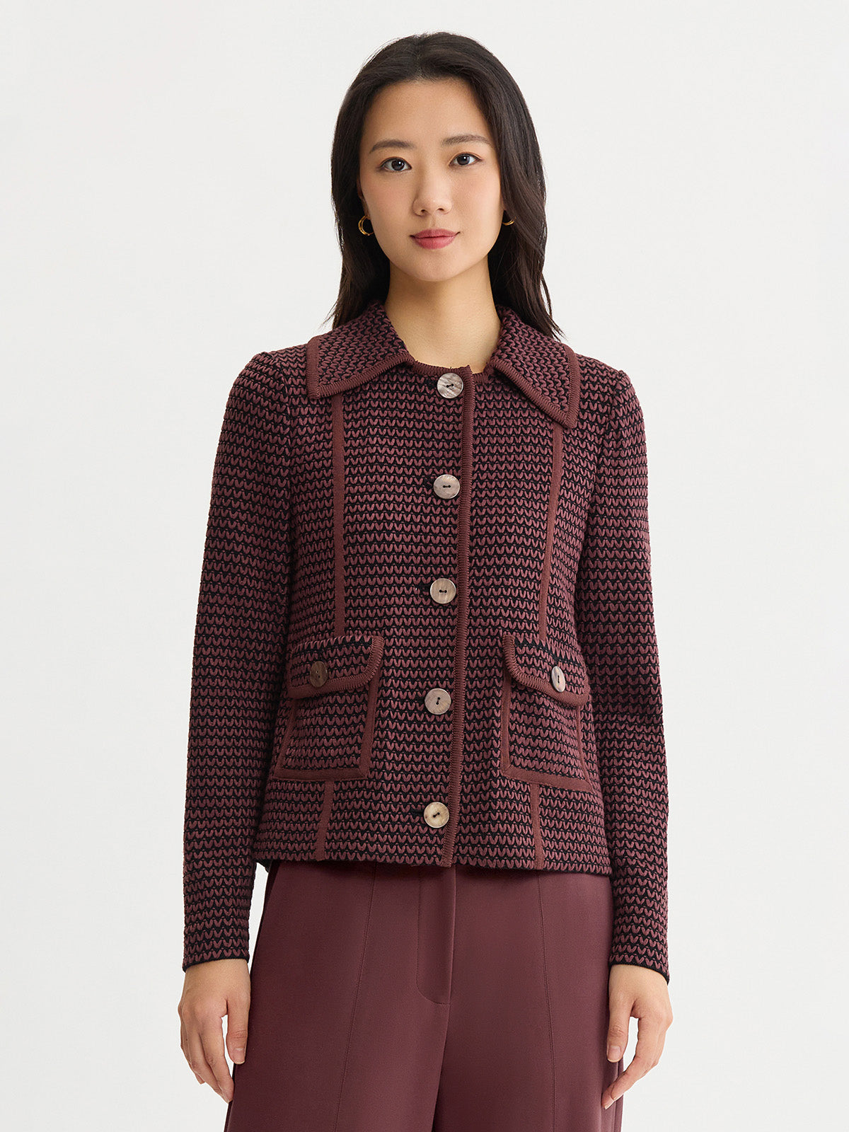 Relaxed Zig-Zag Knit Jacket