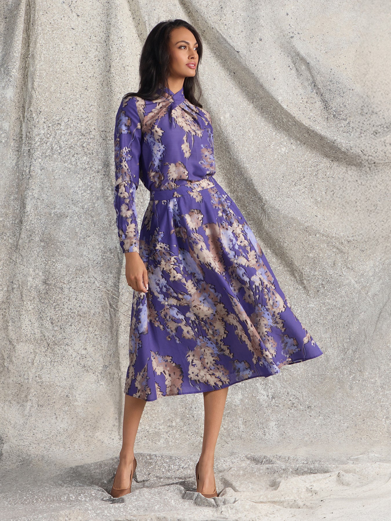 Floral Printed Crepe de Chine Maxi Skirt - True Fit