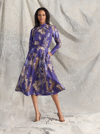fitted lace wedding dress Floral Crepe de Chine Cross Neck Blouse