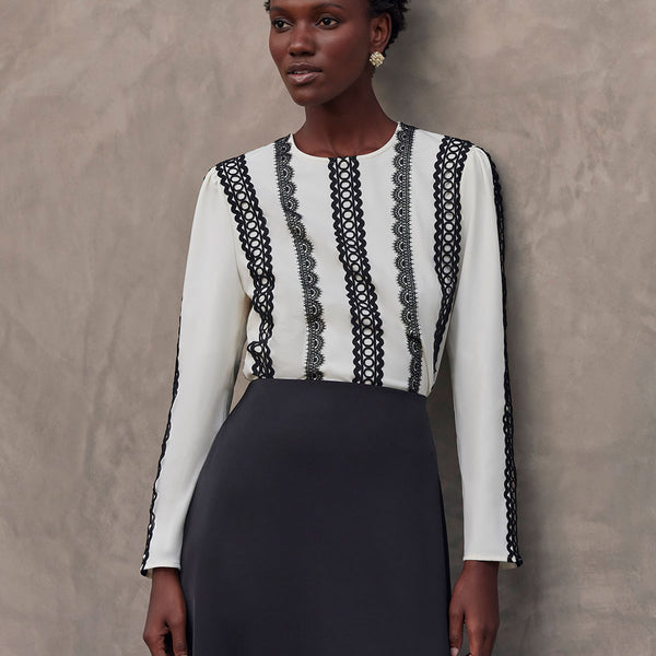 トップス eaphi HALF SLEEVE EMBROIDERY LACE BLOUSE Eaphi HALF EMBROIDERY LACE BLOUSE