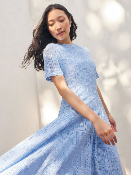Fit-and-Flare Linear Lace Woven Maxi Dress - Modern Fit Arctic / XXS Fit-and-Flare Linear Lace Woven Maxi Dress - Modern Fit Arctic / XXS