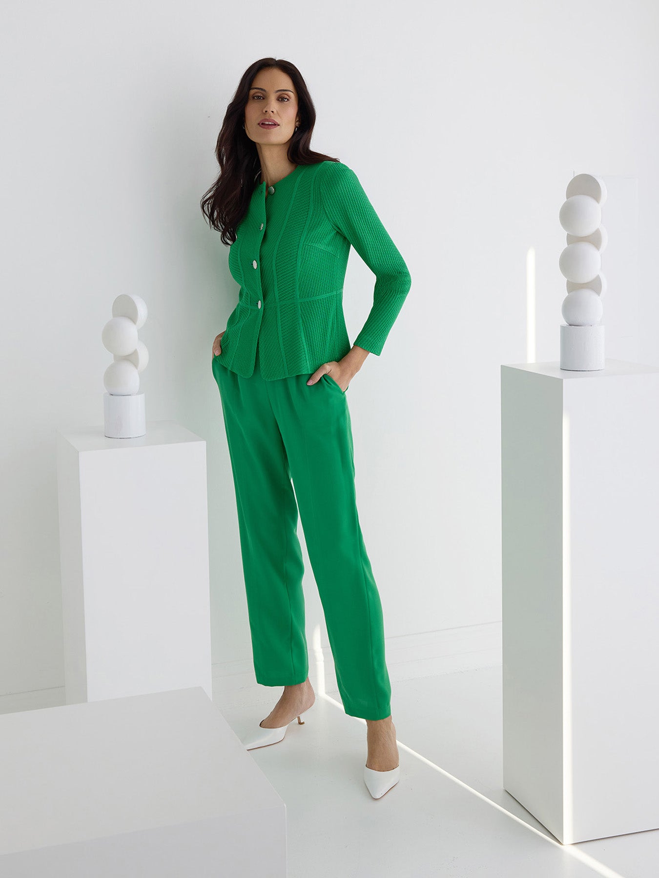 Tailored Tonal Princess Seam Knit Jacket