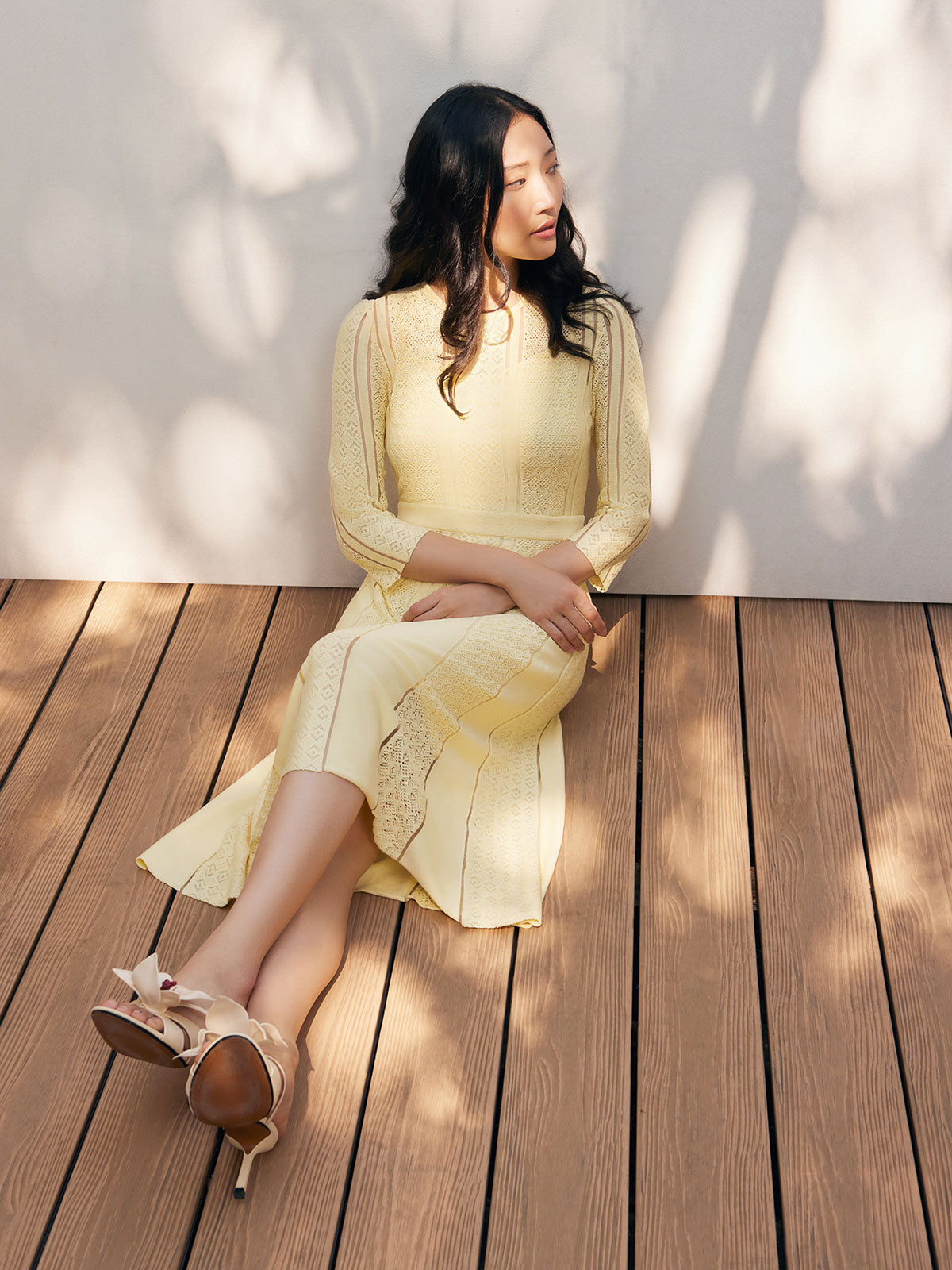 A-Line Diamond Pointelle Knit Dress - Modern Fit