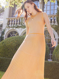 Tonal Stripe Ribbed Knit Maxi Dress, Star Anise/Macadamia | Misook