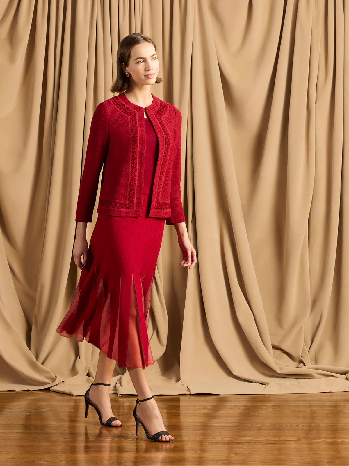 NKNIT alpaca sheer KNIT skirt (red) 【公式通販】