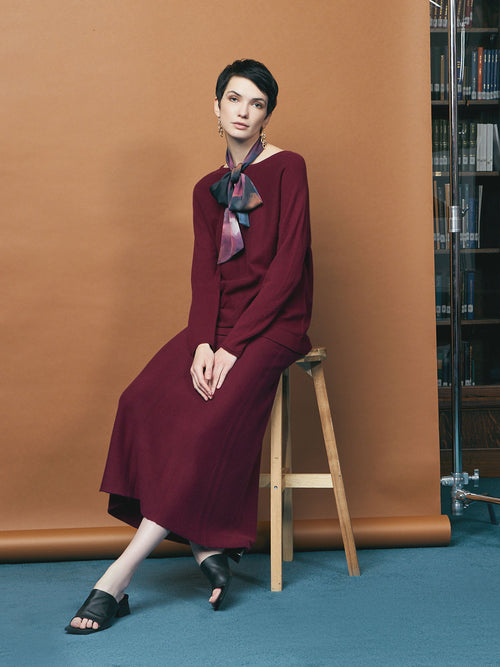 Boat Neck Textural Stripe Cashmere Tunic, African Violet, African Violet | Misook