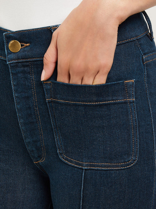 Bridget High-Rise Bootcut Jeans, Undertow, Undertow | Misook Premium Details