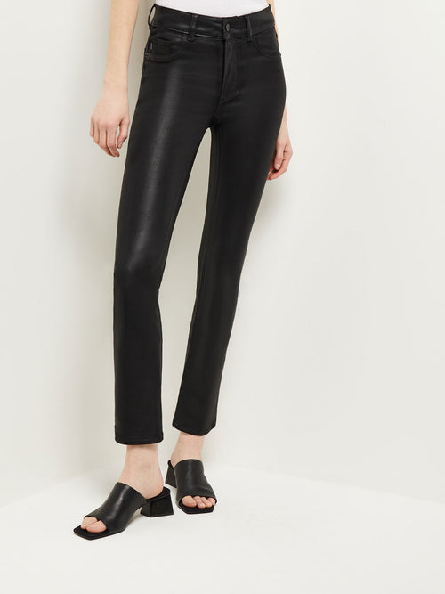 Mara Mid-Rise Straight Leg Ankle Jeans, Black Coated, Black Coated | Misook