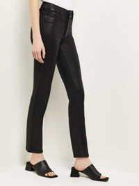 Mara Mid-Rise Straight Leg Ankle Jeans, Black Coated, Black Coated | Misook Premium Details