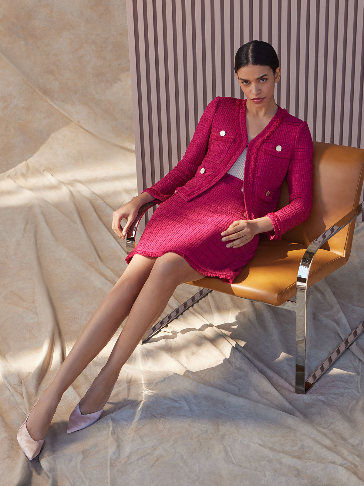 Heritage Tonal Textured Fringe Knit Jacket - Vanity Fit