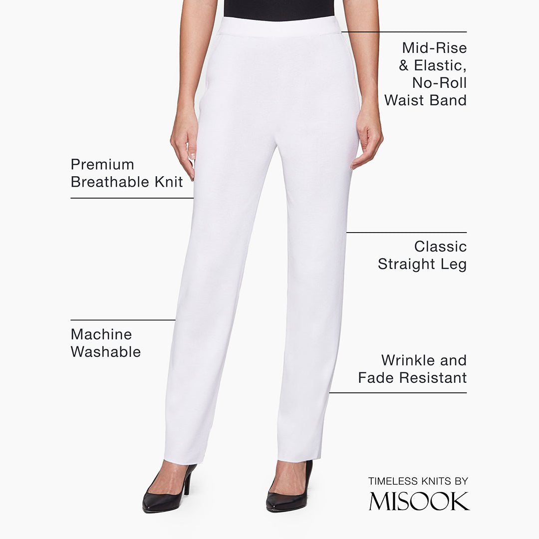 Nancy Straight Leg Mylana Knit Pant, White - True Fit