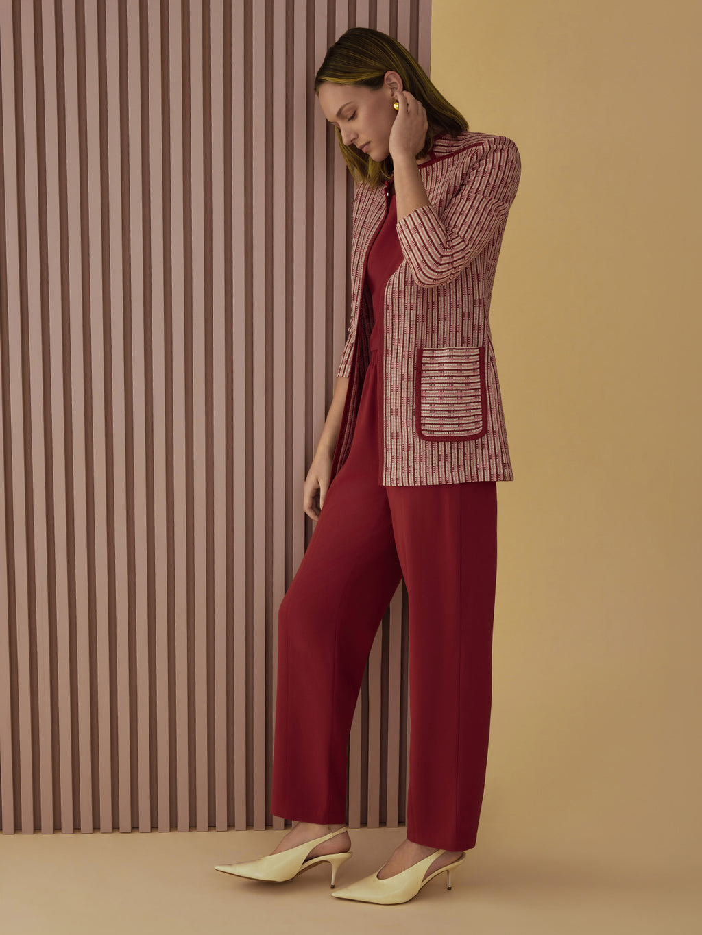 【新品未使用】Muriel Stripe Knit Jacket pants Heritage Contrast Trim Knit Jacket