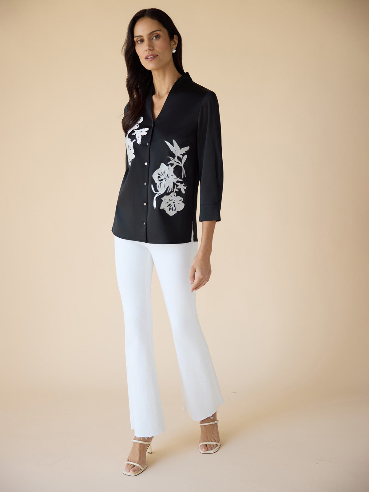 Embroidered Crepe de Chine Blouse