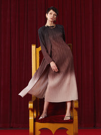 Ombre Pleated Knit Midi Dress