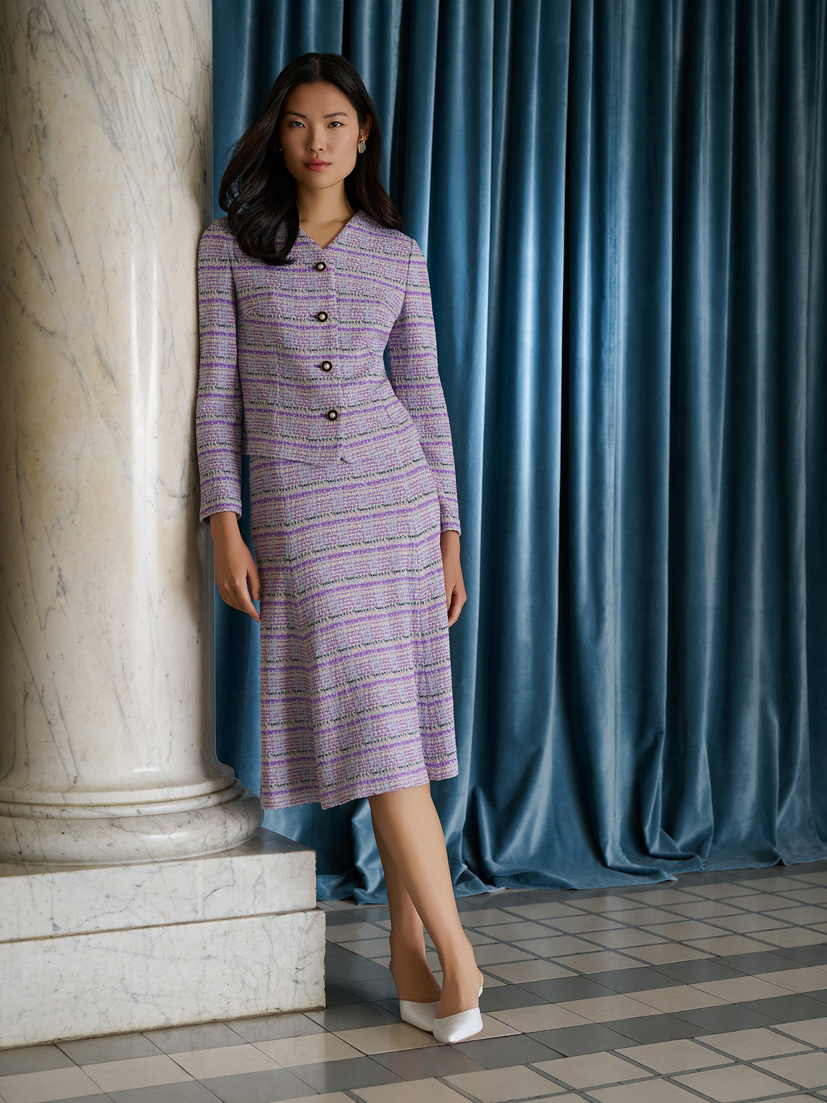 Heritage Plaid Tweed Knit Jacket