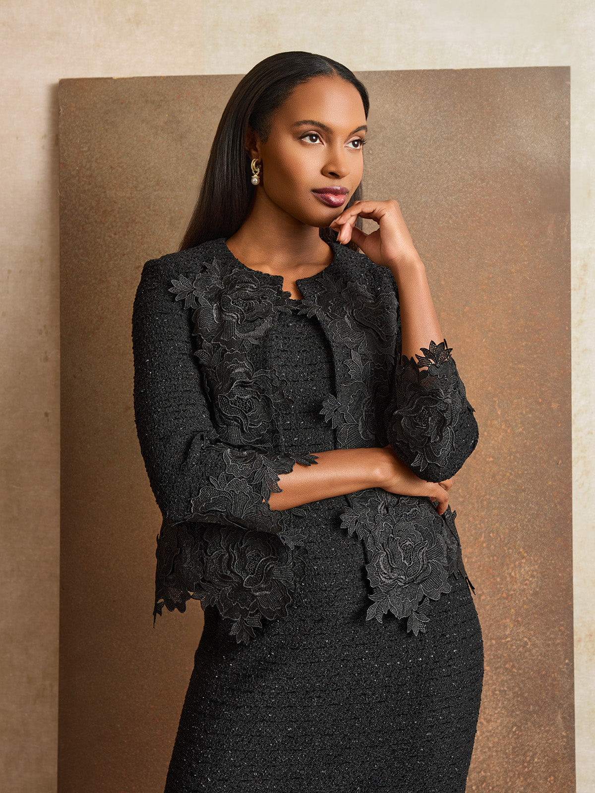 Heritage Floral Lace Applique Knit Jacket