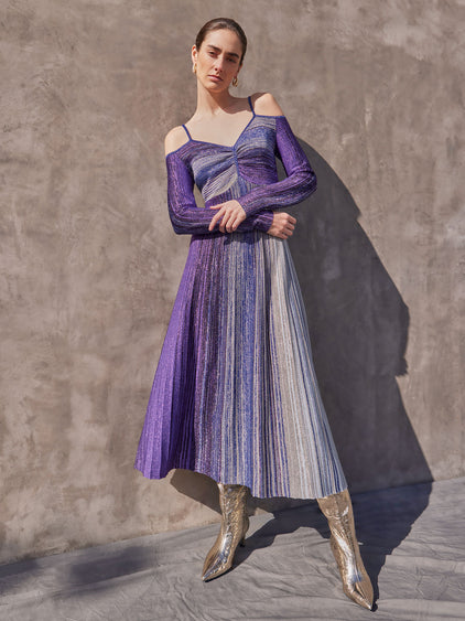 Misook Lurex Knit Maxi Dress - Starry Night Blue Misook Lurex Knit Maxi Dress - Starry Night Blue