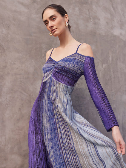 Misook Lurex Knit Maxi Dress