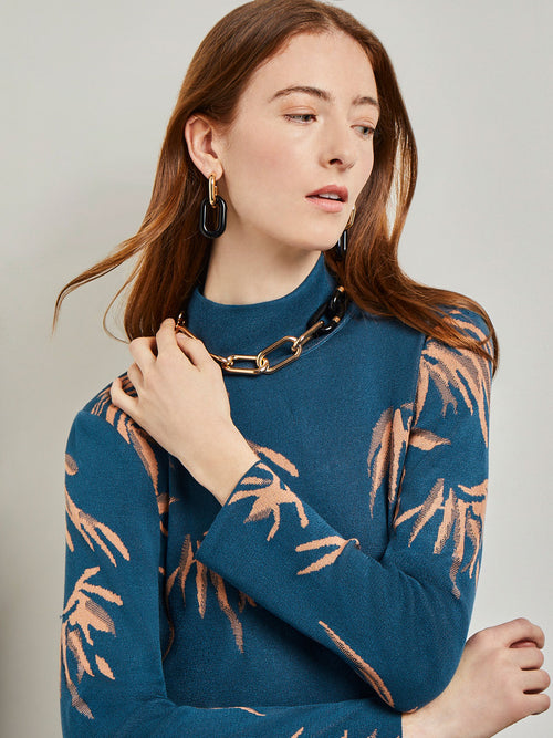 Gold & Black Resin Oval Link Necklace, Gold/Black | Misook