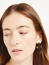 Gold & Black Resin Hoop Earrings, Gold/Black | Misook