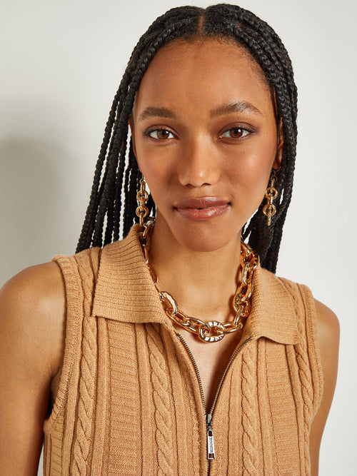 Gold Hammered Rings Drop Earrings, Gold | Misook