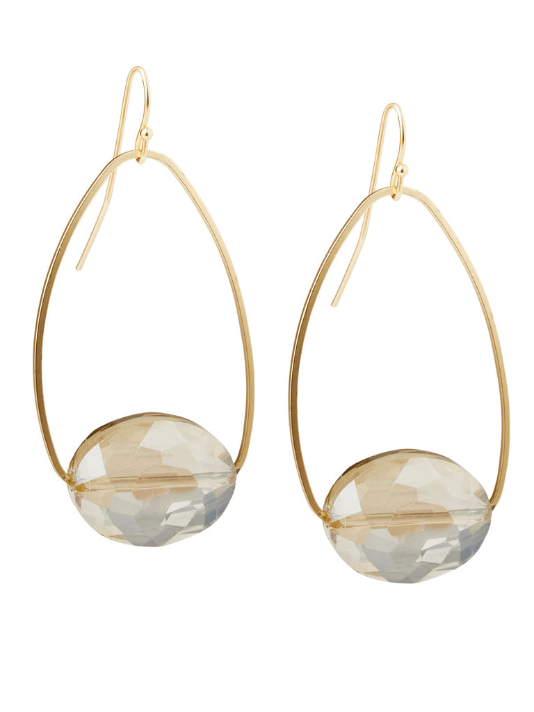 Handmade Matte Gold Champagne Crystal Drop Bead Earrings, Champagne/Gold | Misook
