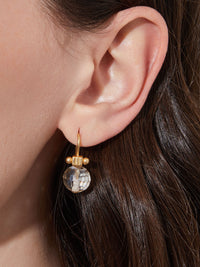 Handmade Matte Gold Plate Champagne Crystal Column Earrings, Champagne/Gold | Misook Premium Details