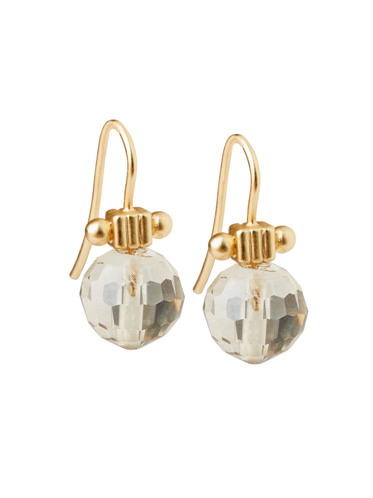 Handmade Matte Gold Plate Champagne Crystal Column Earrings, Champagne/Gold | Misook