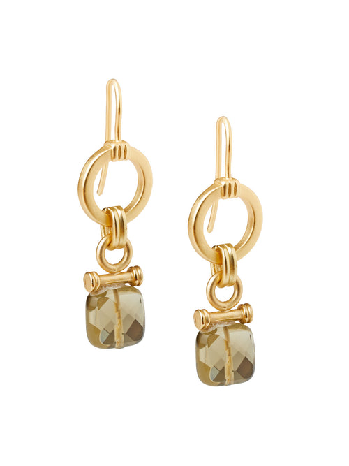 Handmade Matte Gold Ring Smokey Topaz Drop Earrings, Smokey Topaz | Misook