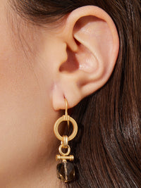Handmade Matte Gold Ring Smokey Topaz Drop Earrings, Smokey Topaz | Misook Premium Details