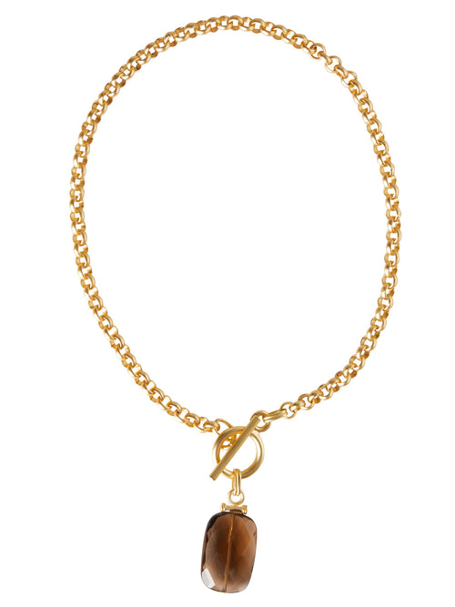 Handmade Smokey Topaz Pendant Toggle Chain Necklace, Smokey Topaz | Misook