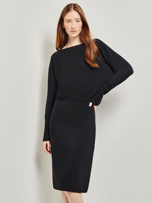 Dolman Sleeve Cashmere Dress, Black, Black | Misook