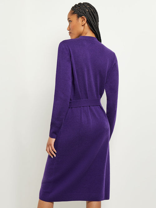 Belted Mock Neck Cashmere Dress, Parachute Purple, Parachute Purple | Misook