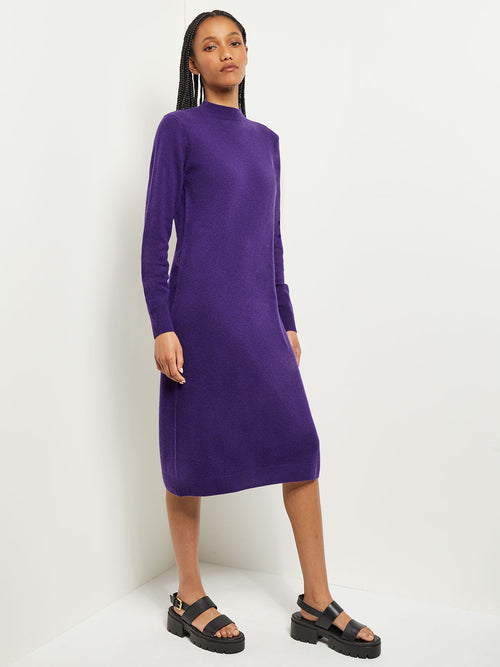 Belted Mock Neck Cashmere Dress, Parachute Purple, Parachute Purple | Misook