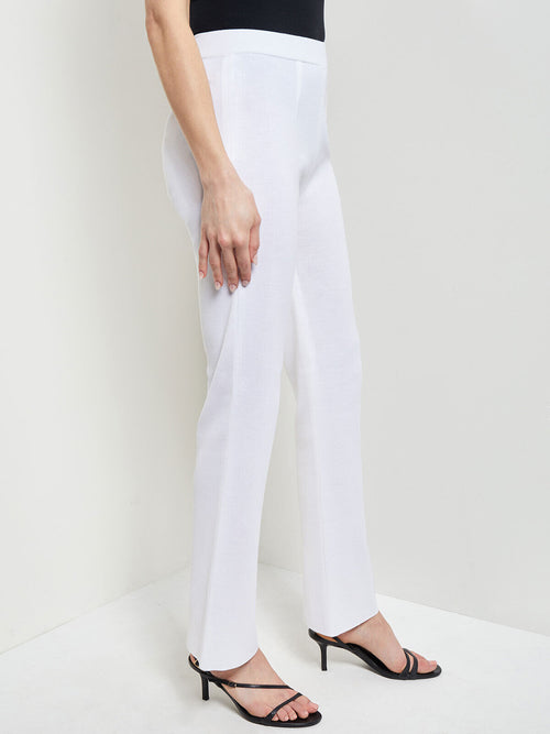 Casey Bootcut Knit Pant, White, White | Misook