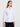 Hi-Neck Stretch Cotton Blouse, White - True Fit