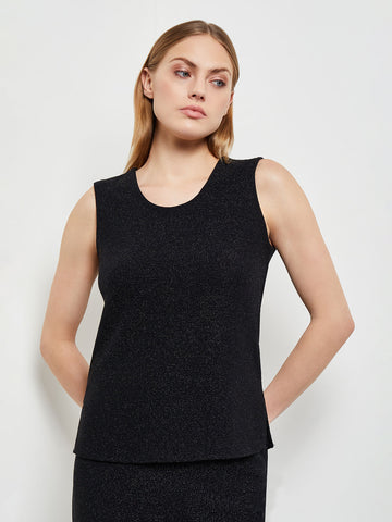 Scoop Neck Shimmer Woven Tank Top