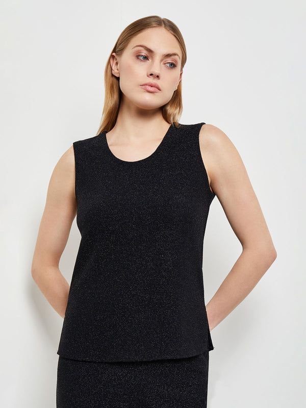 Scoop Neck Shimmer Woven Tank Top